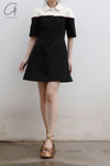 shushutong stitching A-type dress SS22DR08 white